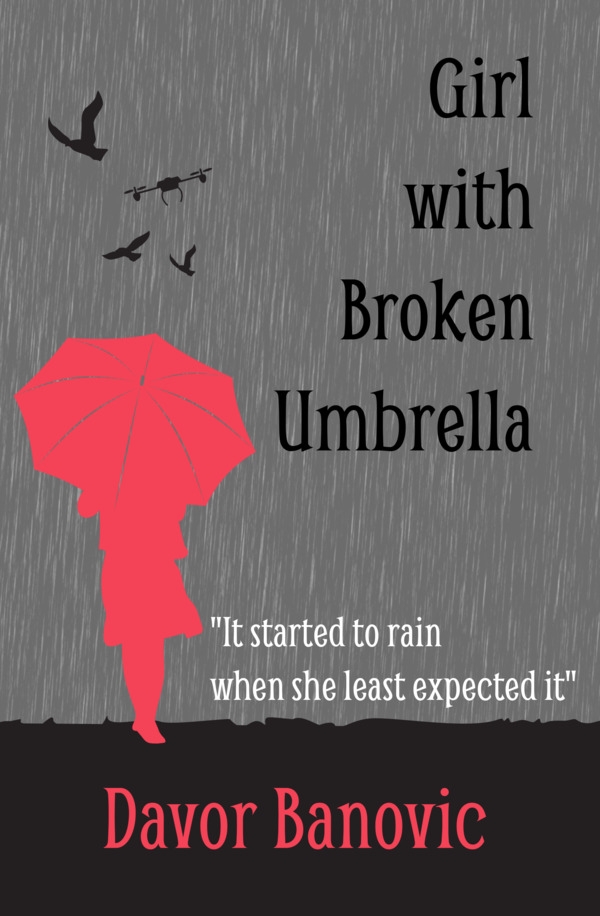 Girl with broken umbrella