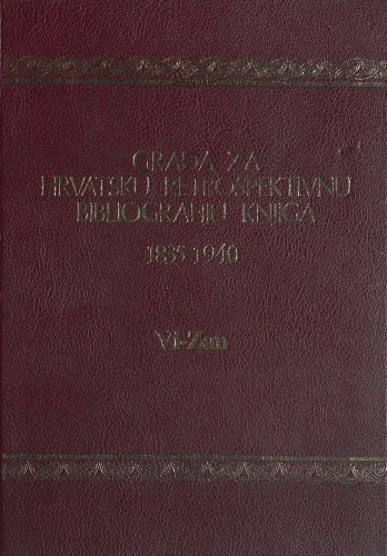 Građa za hrvatsku retrospektivnu bibliografiju knjiga : 1835 - 1940.: 24 : Vi - Zan